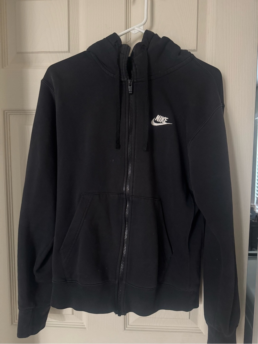 Nike Black Full-Zip Hoodie Jacket with White Logo